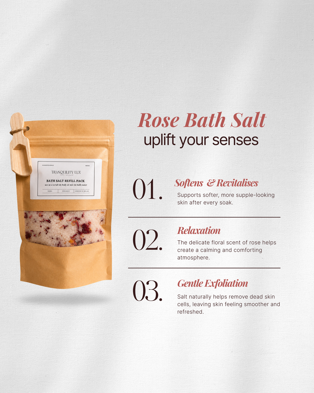 Rose Bath Salt Refill Pack (120ml)