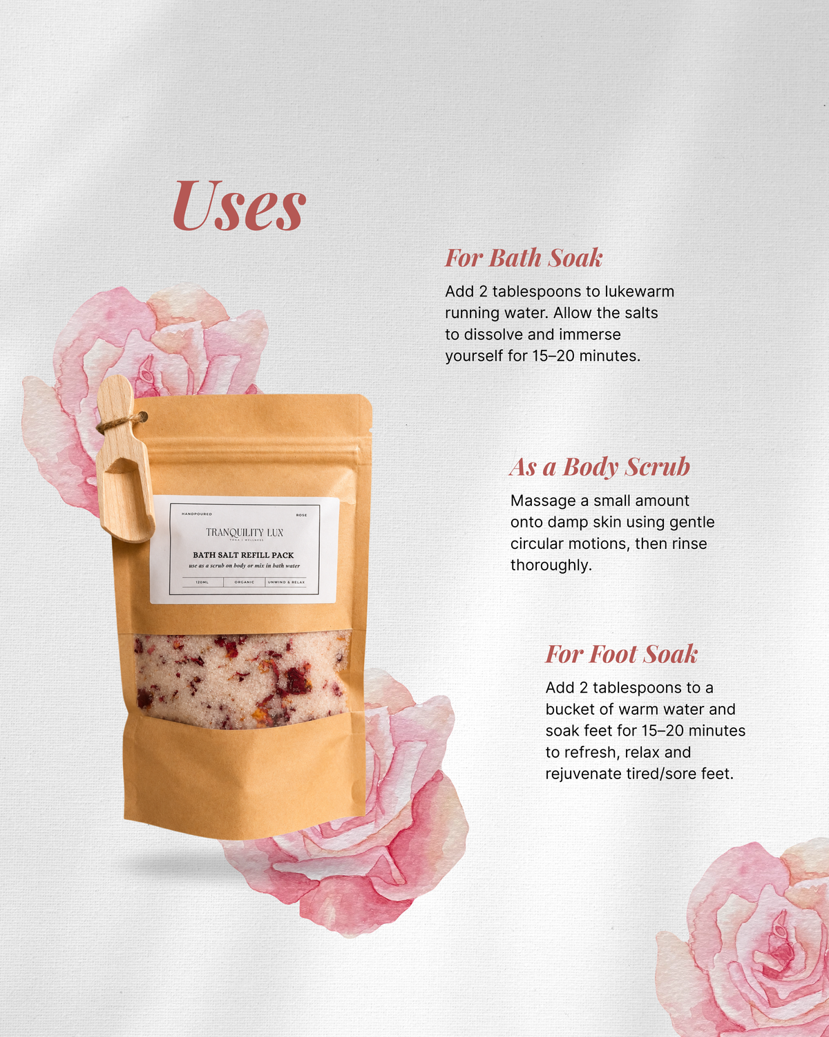 Rose Bath Salt Refill Pack (120ml)