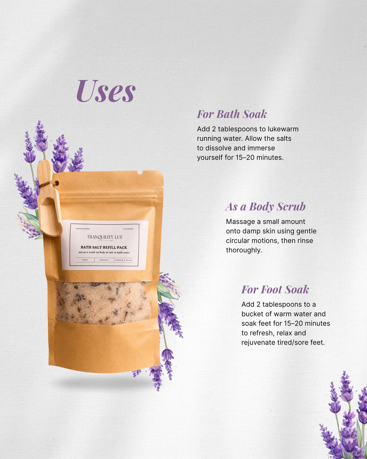 Lavender Bath Salt Refill Pack (120ml)