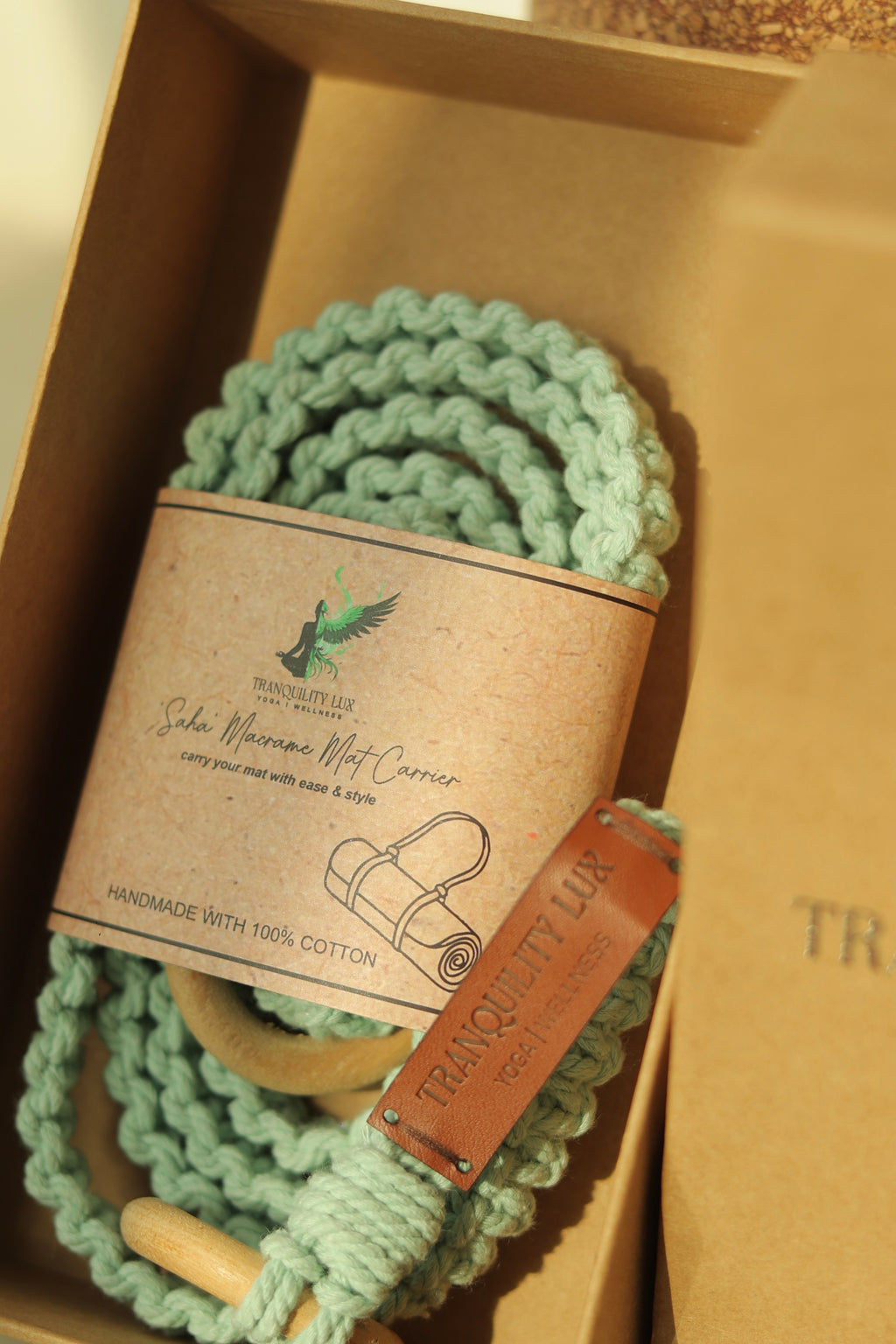 Sage Whisper Macrame Mat Carrier